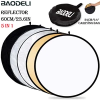 24 60cm 5in1 reflector photography collapsible portable light diffuser round photo multi color silvery black white gold