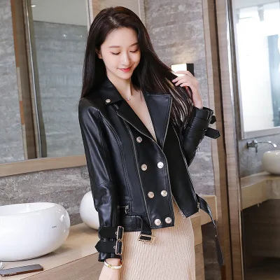 Tao Ting Li Na Women Spring Genuine Real Sheep Leather Jacket R44