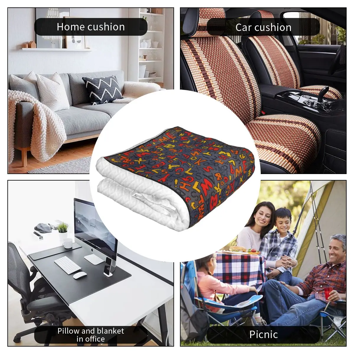 

Jhk-1624255710764 Printed car pillow blanket, bolster blanket, sofa blanket