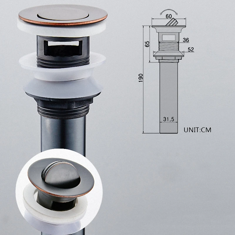 Слив для раковины в ванной комнате черная Выдвижная Стопорная стойка флип-верх