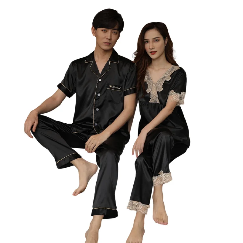 Pyjama Homme Mens Sleeping Pajamas Mens Short Pyjamas Silk Pajamas Set Men 21-461