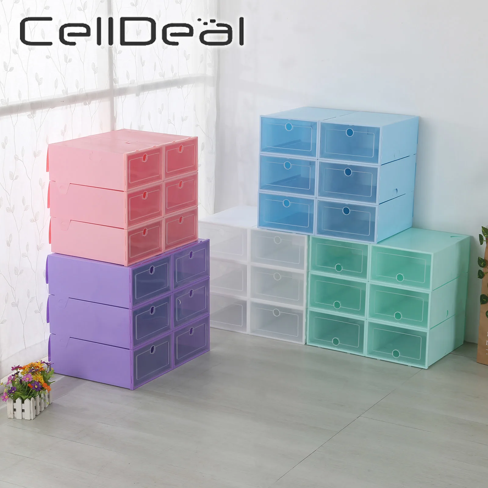 3/6 шт. прозрачный Пластик обувную коробку стеллаж для хранения обуви контейнеры