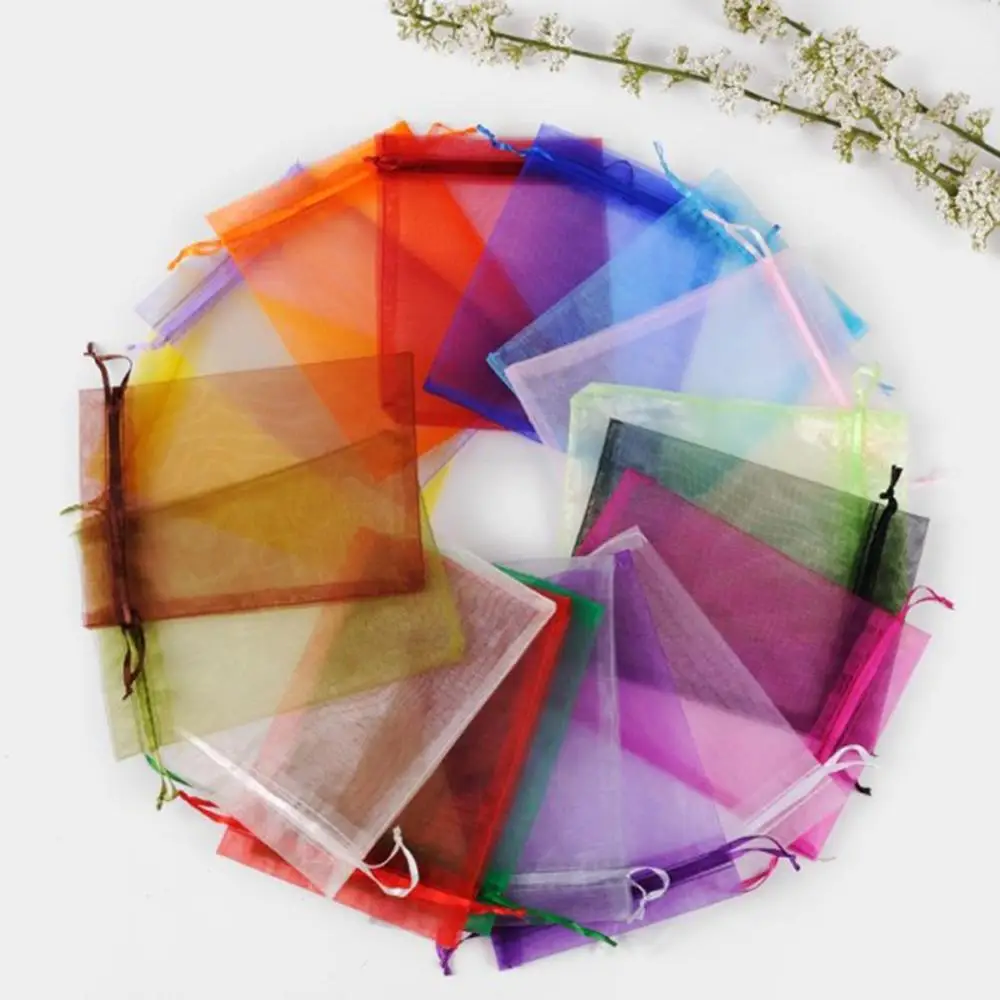 Модная подарочная упаковка из органзы 10 шт. для ювелирных изделий на свадьбу