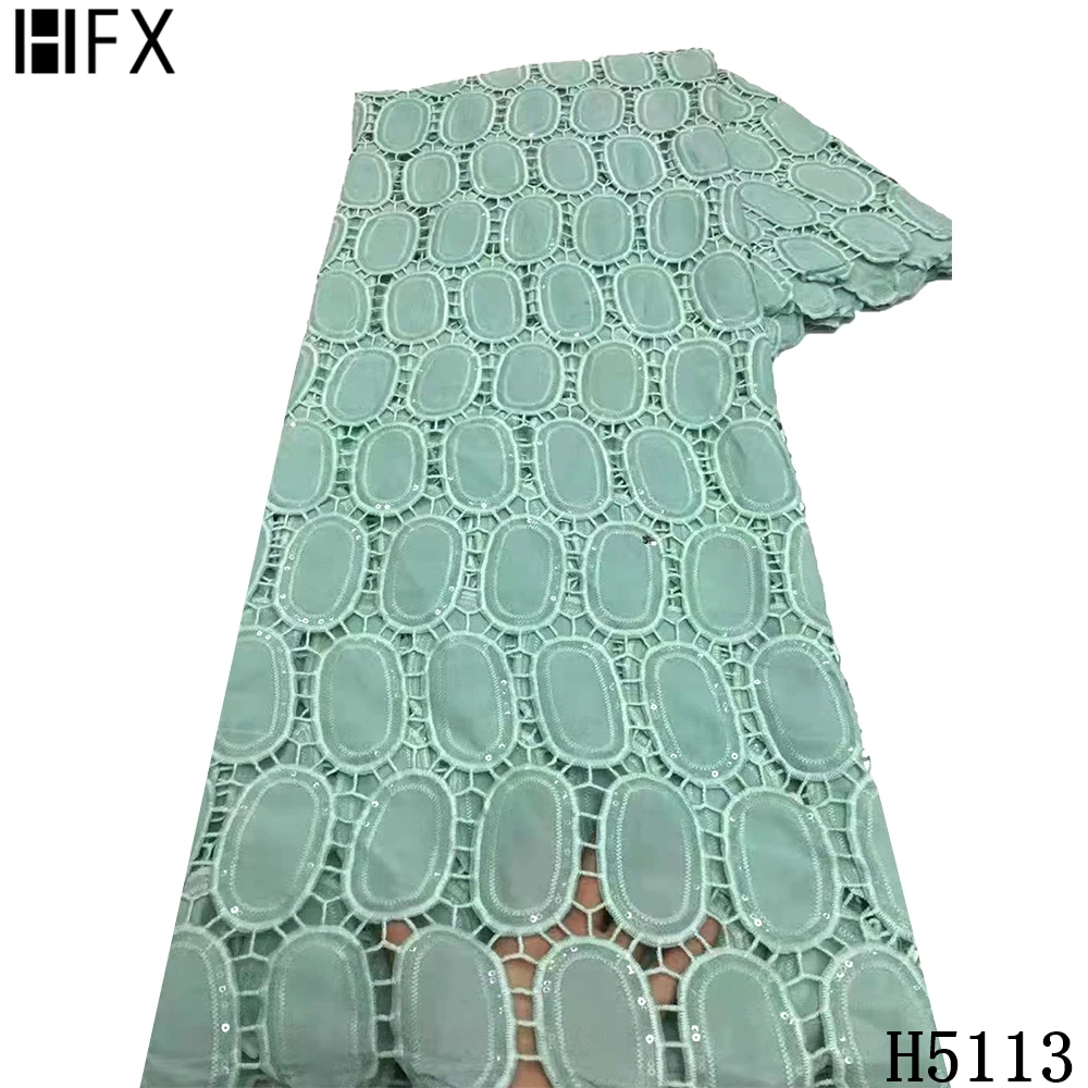 

HFX мятно-зеленый нигерийский гипюр, кружевная ткань 2021, высококачественное шифоновое кружево, африканская вышивка, кружевная ткань для свад...