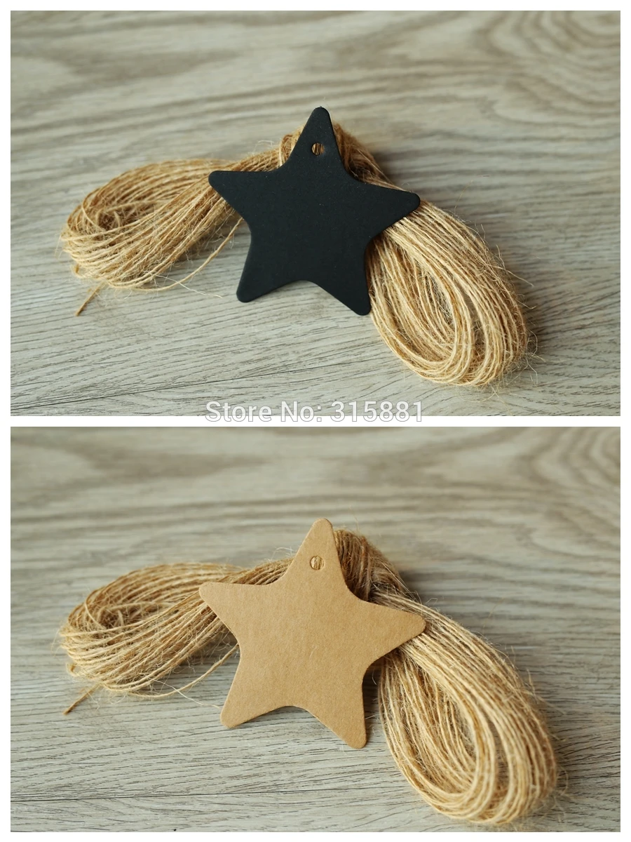Белые черные коричневые бирки из крафт бумаги DIY пищевые этикетки в форме звезды