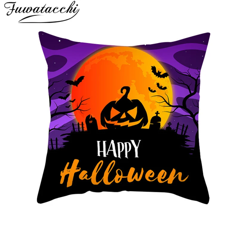 

Fuwatacchi Halloween Cushion Cover Pillowcase Cartoons Pumpkin Printed Castle Pillow Case for Home Sofa Chair Decor 45X45cm