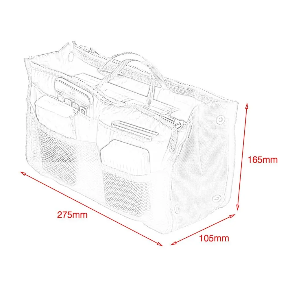 

Women Travel Kit Lady Organizer Organiser Travel Bag Purse Handbag Insert Large Tidy Makeup 3 Color Well Sell