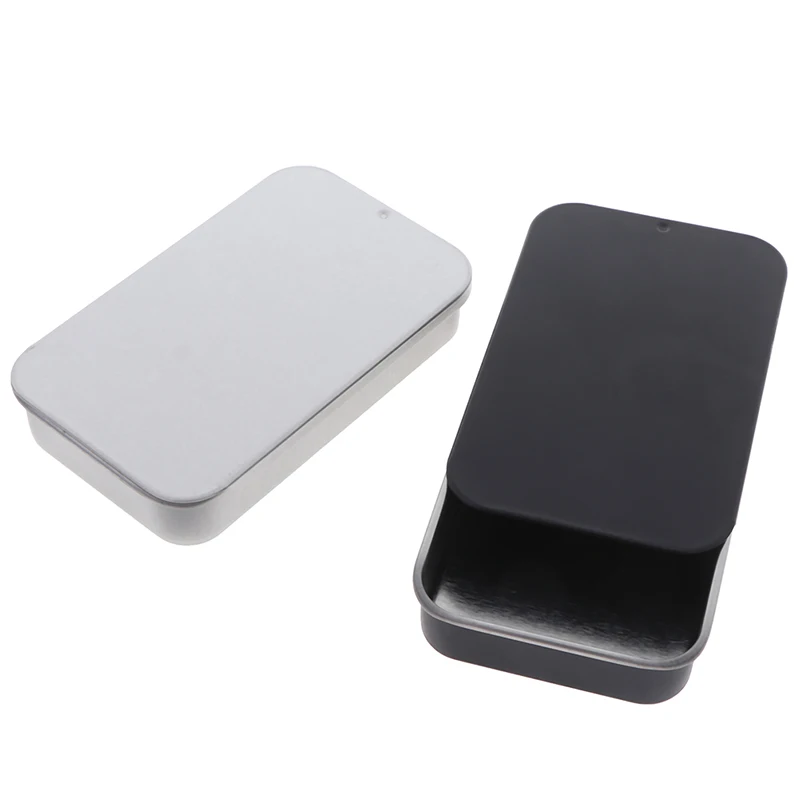 

1PCS Cosmetic Container Small Metal Tin Silver Storage Box Case Organizer For Money Coin Candy Key Storage Box 8x5x1.5cm