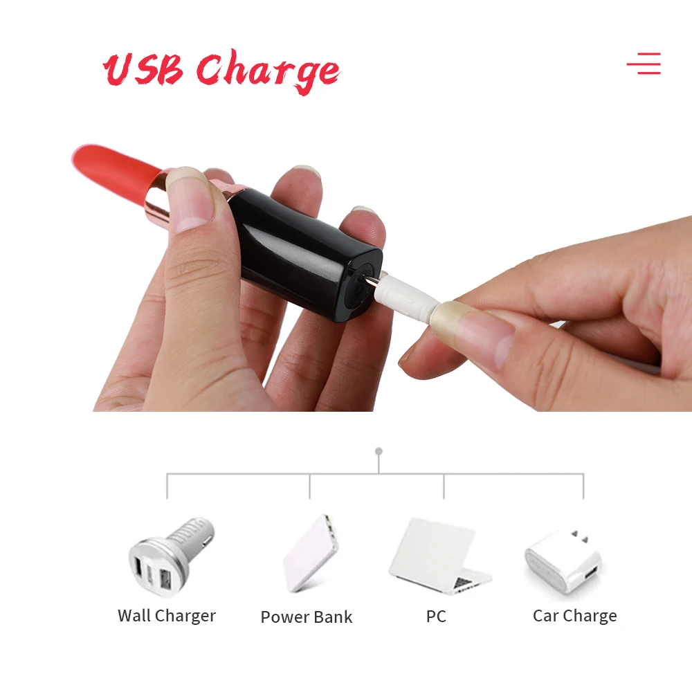 USB зарядка губная помада вибратор Портативный пуля g-точка Стимулятор клитора