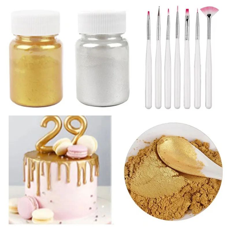 

1 Set Silver Edible Glitter Food Coloring Cookie Colorant Macaron Gold Powder Fondant Cake Decorating Tool Baking Accessories
