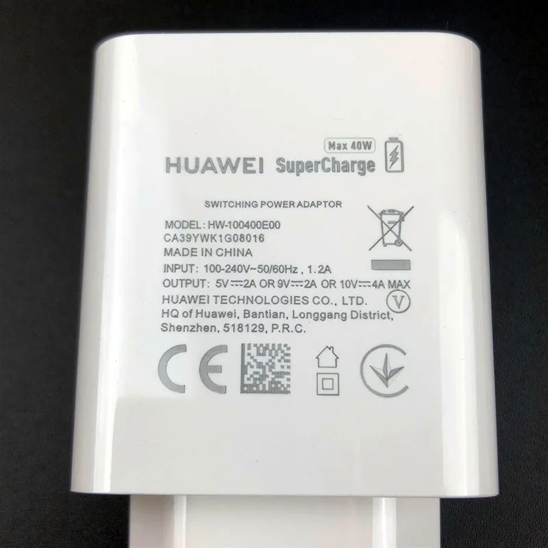 Оригинальное зарядное устройство Huawei P30 Pro 40 Вт адаптер для быстрой зарядки Usb 5 А