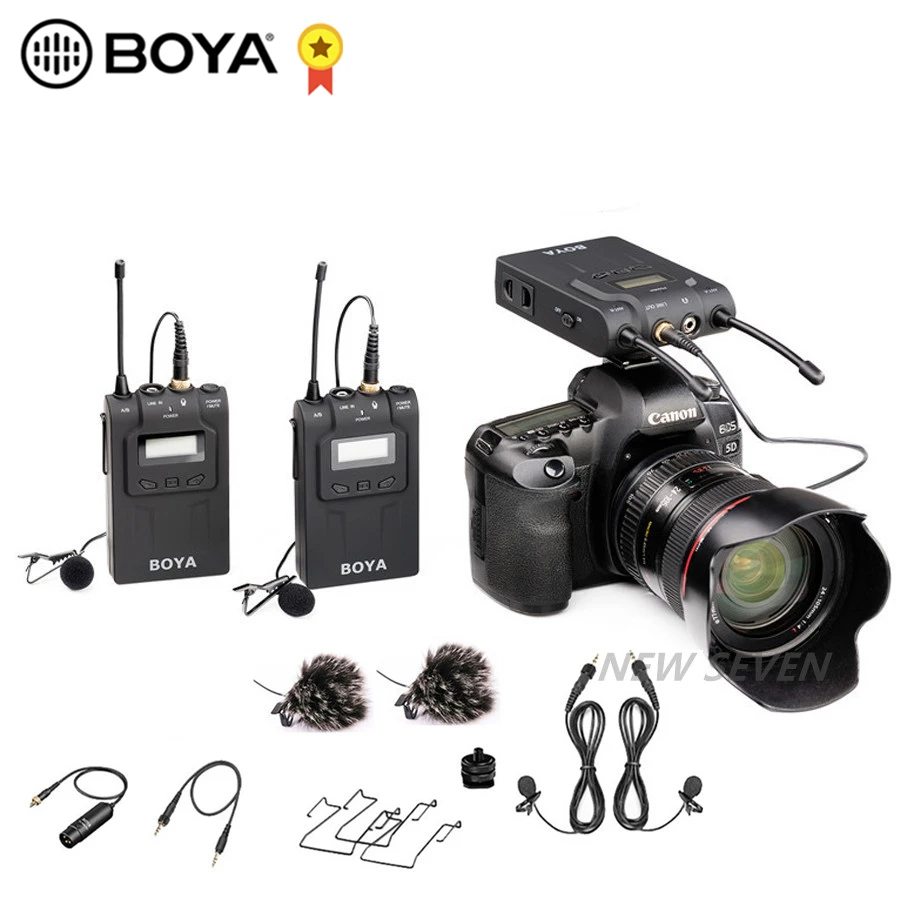 BOYA BY WM8 PRO K2 UHF Двухканальный беспроводной микрофон для камеры Canon Nikon DSLR с ЖК