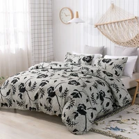 new simple print bedding set pattern with flower stripe modern comforter bed set 100 polyester black and white dovet cover set