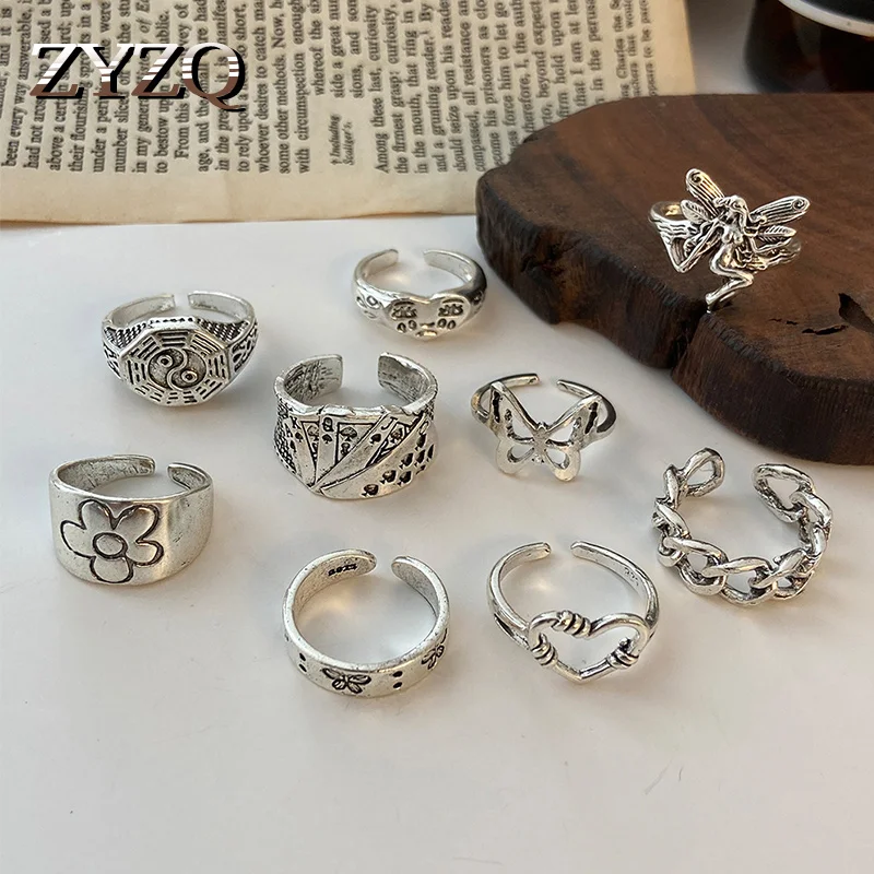 Набор Колец ZYZQ в стиле панк с бабочкой для женщин Винтажные Украшения на палец