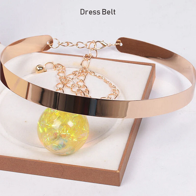 New Fashion Design Belts Women 4.5 CM Metal Mirror Waist Lady's Belt Buckle Wide Waist Gold Belt With Chains Accessories