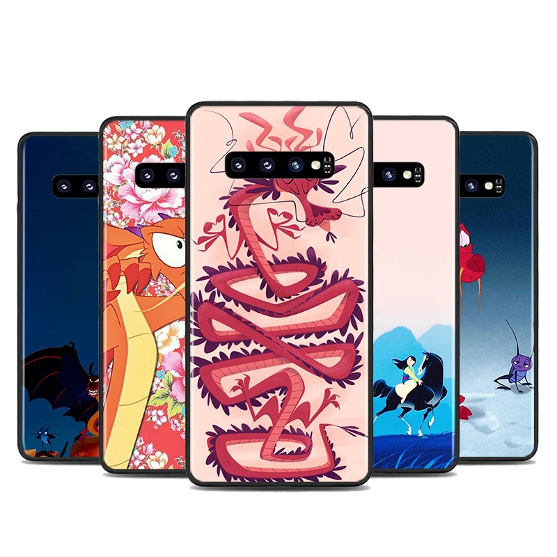 

Phone Case For Samsung S22 S21 S20 FE Ultra Pro Lite S10 5G S10E S9 S8 S7 S6 Edge Plus Anime cartoon Mulan Black Soft