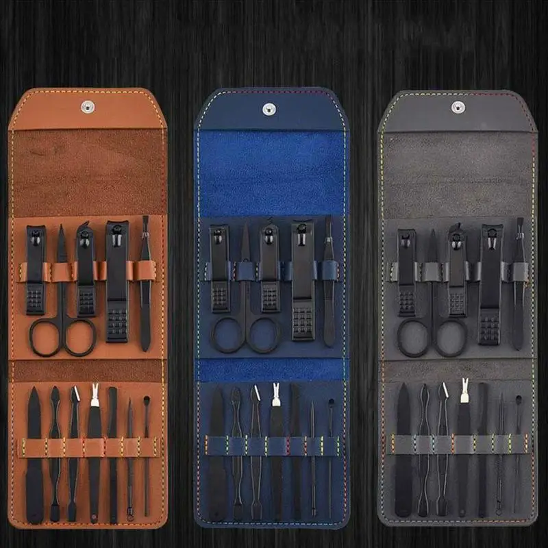12pcs Folding Bag Nail Clipper Set Stainless Steel Scissors Tool Cutter Portable Fingernail Trimmer K D1W4 | Красота и здоровье