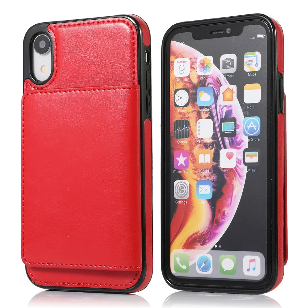 Чехол для Iphone Xr Xs Max 7 8 6 6s X Plus 5 5S Se держатель для кредитных карт кошелек Роскошный кожаный ударопрочный защитный чехол
