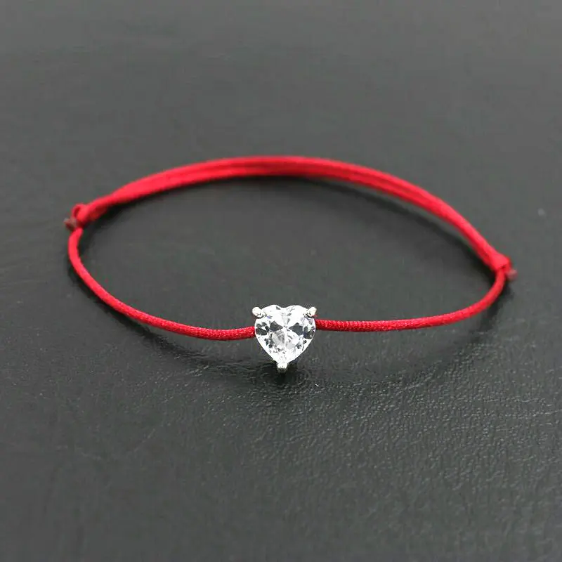 Женский плетеный браслет BPPCCR с подвесками в форме сердца и кристаллами циркония