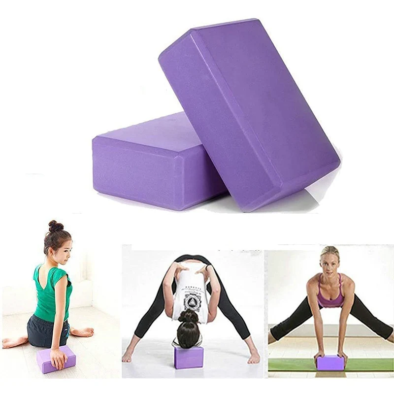 

Yoga Foam Blocks Set Of 2 Plus Strap With Metal D Ring Eco Friendly Eva Foam Brick Standard Studio Size 9" X 6" X 4" Yoga Block