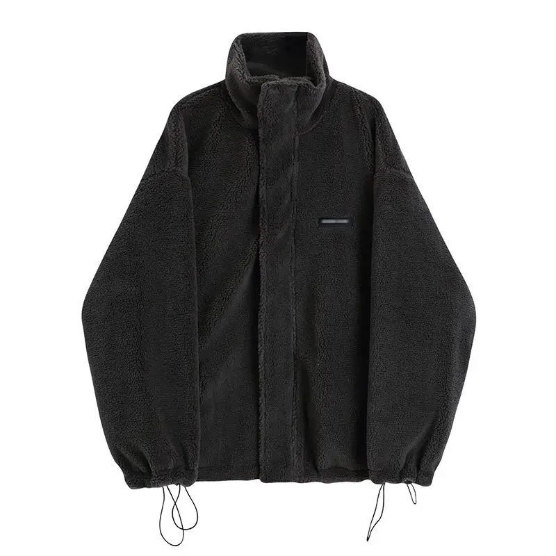 

Women Lamb Wool Coat Korean Version Of Kawaii Harajuku Style Thickened Stand-up Collar Sweatshirt 2021 Male Female Couple Coat