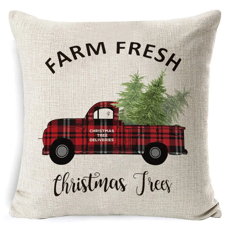

Christmas Santa Claus Print Linen Pillow Case Polyester Home Pillow Cover Xmas Home Decoration Christmas Pillow Case Bedroom