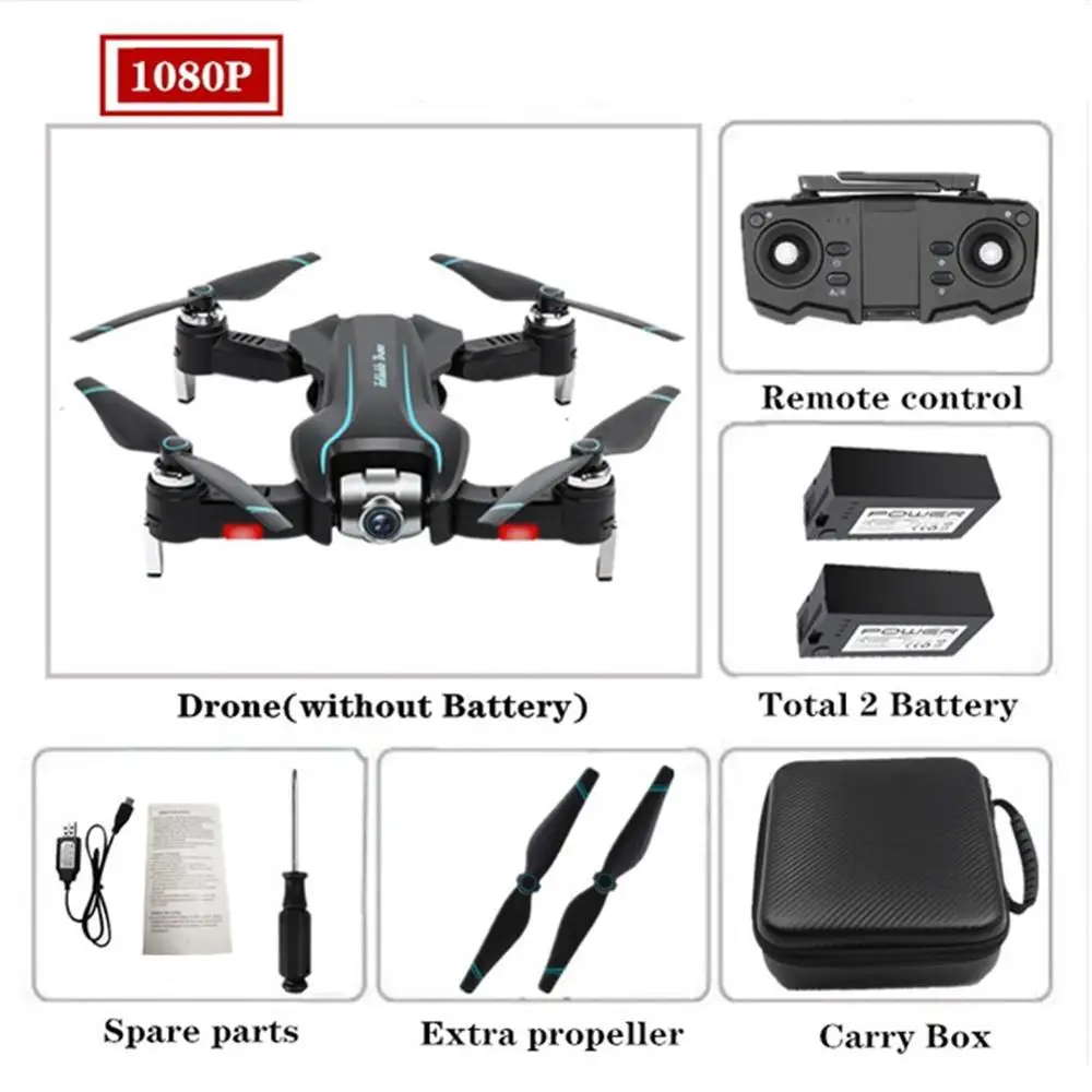 S17 Дрон 4k HD камера gps Дрон WiFi FPV 1080P без сигнала возврата RC вертолет полёт 15 минут Квадрокоптер Дрон с камерой - Цвет: 1080p 2battery bag