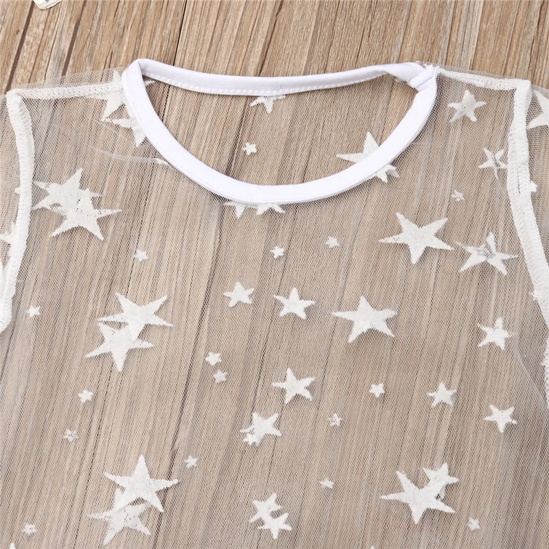 3 шт. модная одежда для маленьких девочек Сетчатая футболка с коротким рукавом +