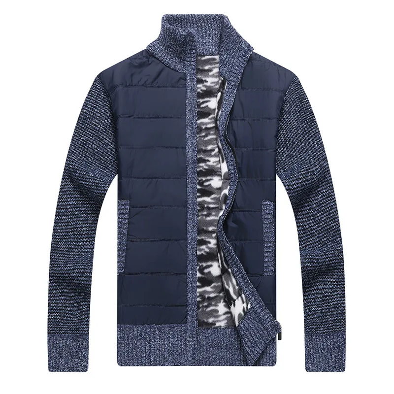 

Autumn Winter Men's Wool Cardigan Long Sleeeve Lapel Pocket Zipper Solid Large Size Loose Casual Male Sweater