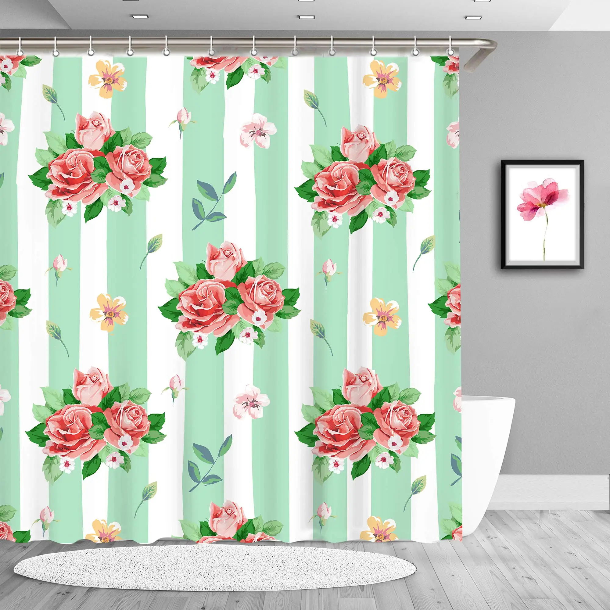 Занавеска для душа в синюю и белую полоску декоративная занавеска ванной из