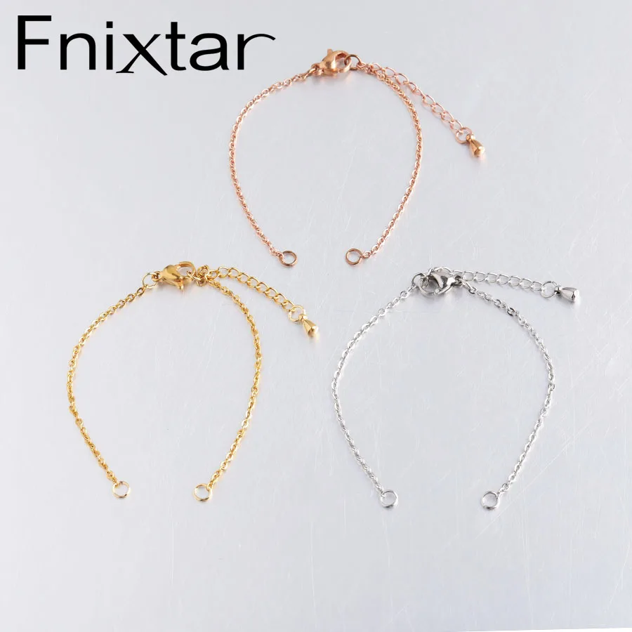 

Fnixtar 20Pcs 14+4cm DIY Bracelets Making Metal Chains Supplies 1.5mm Thickness Stainless Steel Chain Bracelet Jewelry Finding