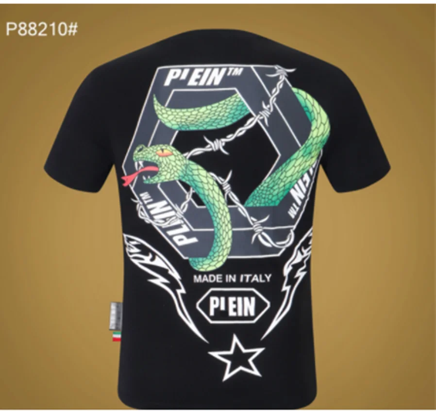 

2021 PP Men T-Shirt Skull Fashion Round Neck Short-Sleeved Sports Tops Plein Cotton High Quality