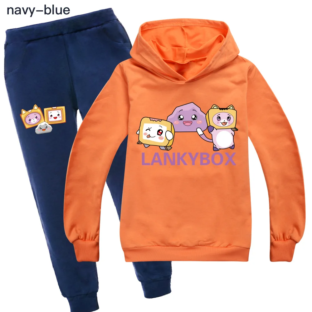 Lankybox Kids Boys Girls Hoodies Pants Suit Cartoon Children's Clothing Sweatshirts Casual Fashion Pullover Jogging Pant
