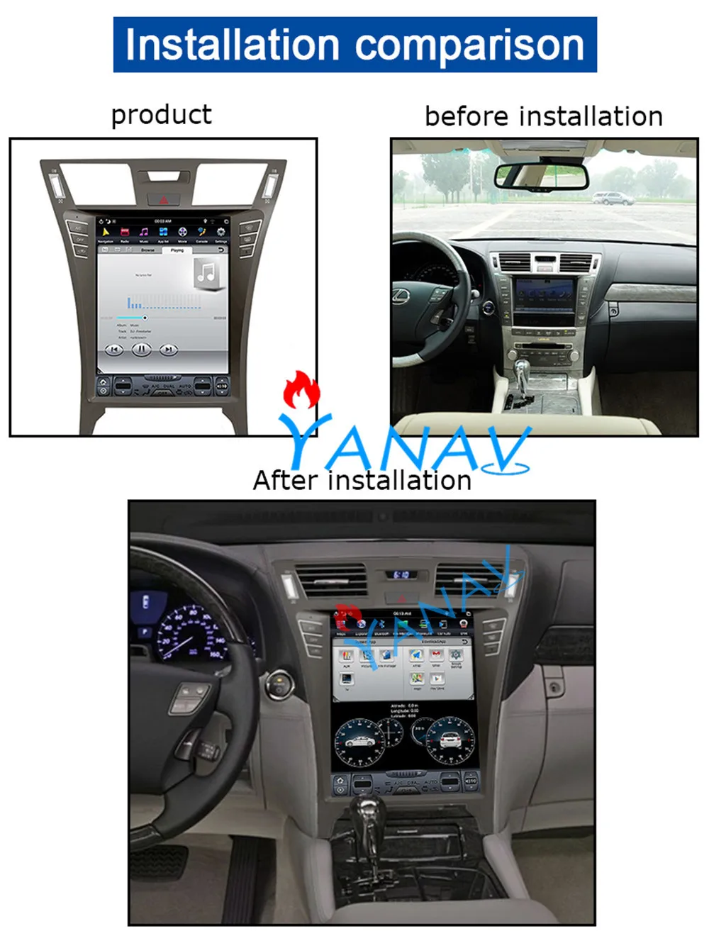 Автомагнитола на платформе Android с вертикальным сенсорным экраном и GPS для Lexus LS460