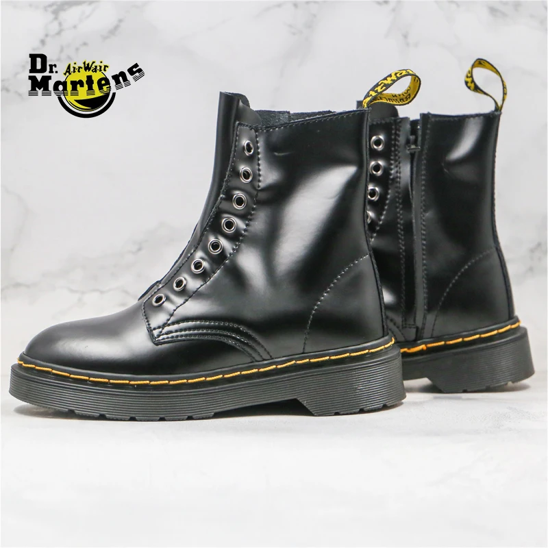 

Dr.Martens Men and Women Laceless Side Zipper Punk Motorcycle Doc Martin Boots Unisex None-Slip Casual Patent Leather Rock Shoes