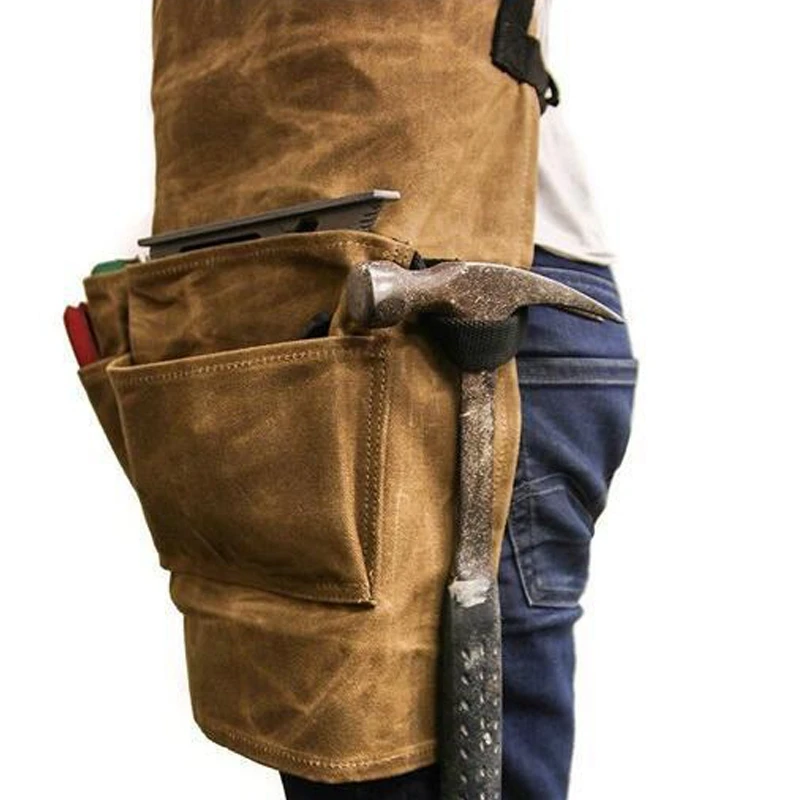 

Professional Canvas Woodworking Apron Collector Waxed Canvas Work Apron Waterproof Tool Heavy Duty Work Apron Unisex