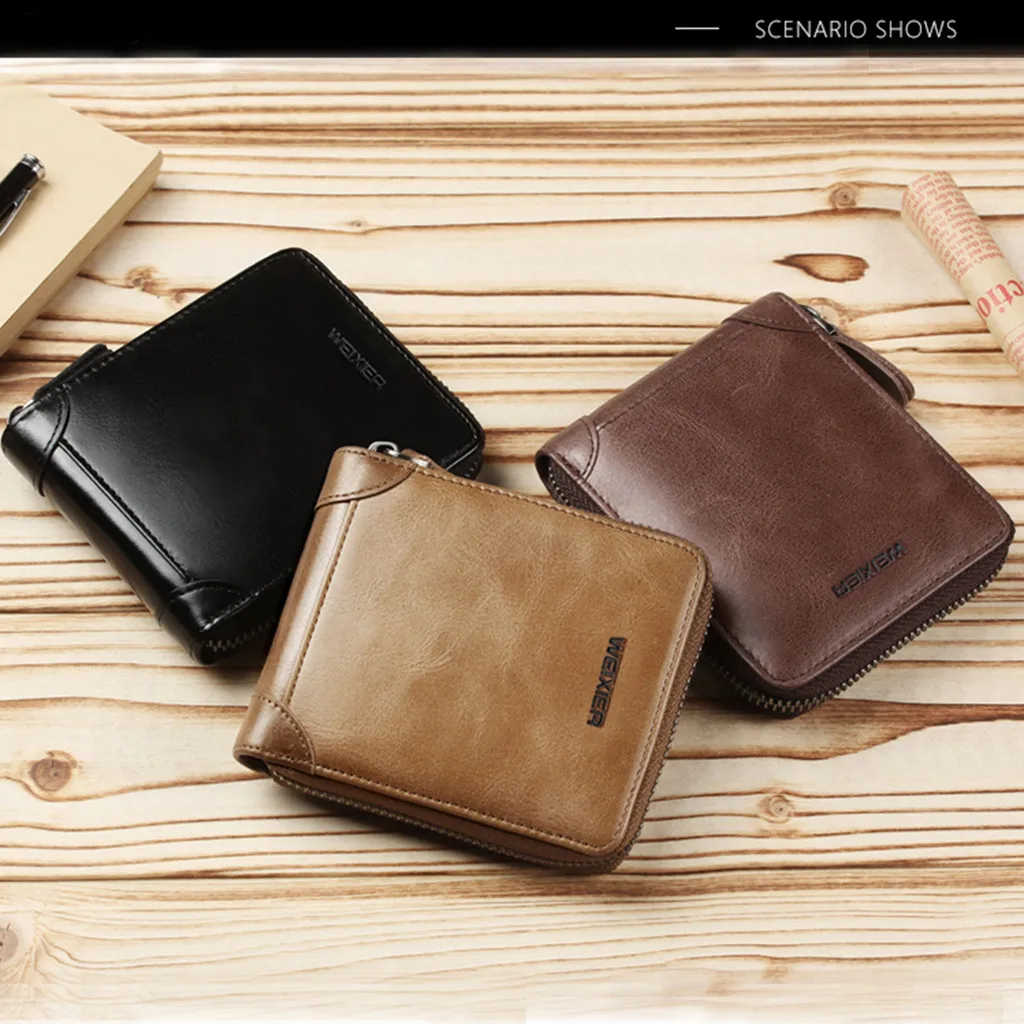 Кошелек мужской из натуральной кожи, роскошный, с карманом для монет, зажимом, ретро-стилем, короткий, с множеством отделений для карточек.