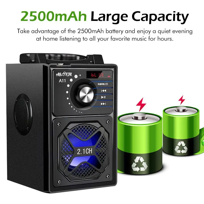 Karaoke Wireless Speaker 3D Surround Sound Multi-function bluetooth System Subwoofer Microphones Phone Holder 2500mAh | Электроника