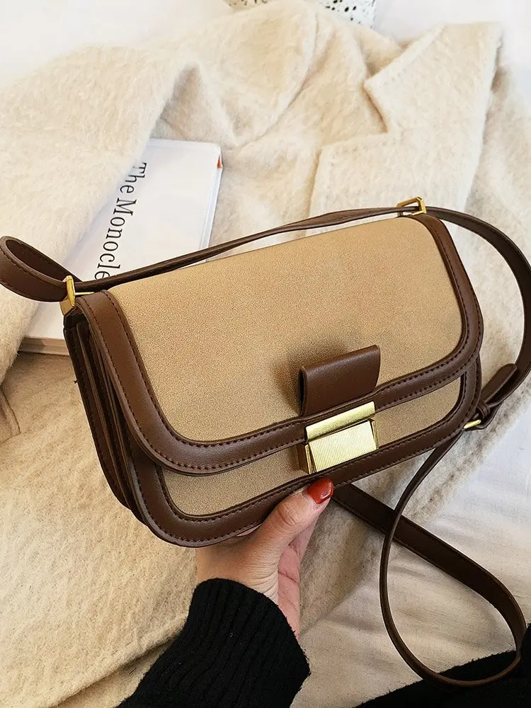 

Winter suedeImitation crocodile pattern bag ladies trend 2020 new leather small square bag retro shoulder messenger bag female