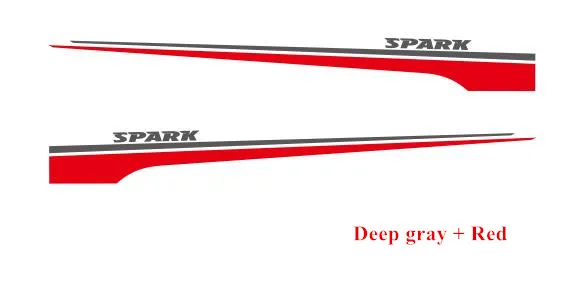 Deep gray-red 1 комплект гоночных спортивных полос для Chevrolet Spark 2011-19 авто дверь боковая юбка Декор наклейки автостайлинг кузова виниловые наклейки - Название цвета: Deep gray-red