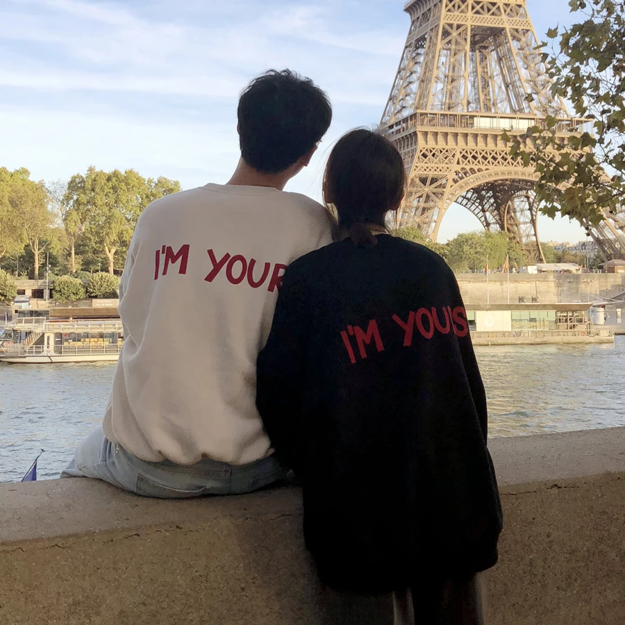 

Korean Ins Super Popular Loose Fleece Warm Thickened Heart Letter Printed Long Sleeve Couple Girlfriends Clothes Sweater Fashion