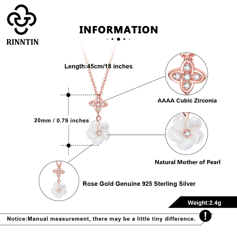 

Rinntin Flower Shape Freshwater Pearl Necklaces 925 Sterling Silver Charm Pendant Jewelry For Girls Valentines Day Gift SSN280