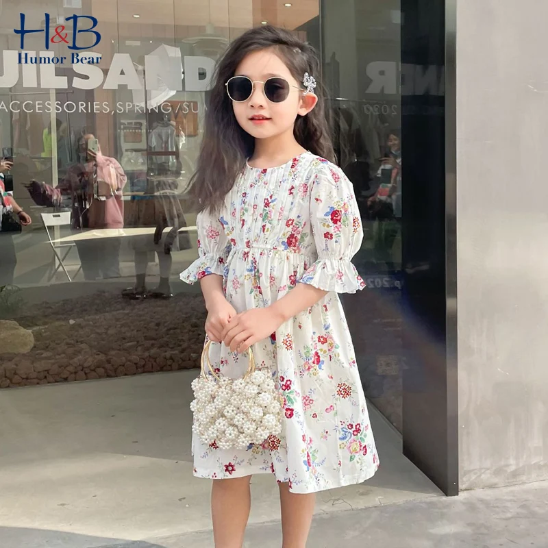 

Платье Humor Bear для девочек, Новинка лета 2021, милое праздвечерние чное платье принцессы с коротким рукавом и цветочным принтом, одежда для малы...