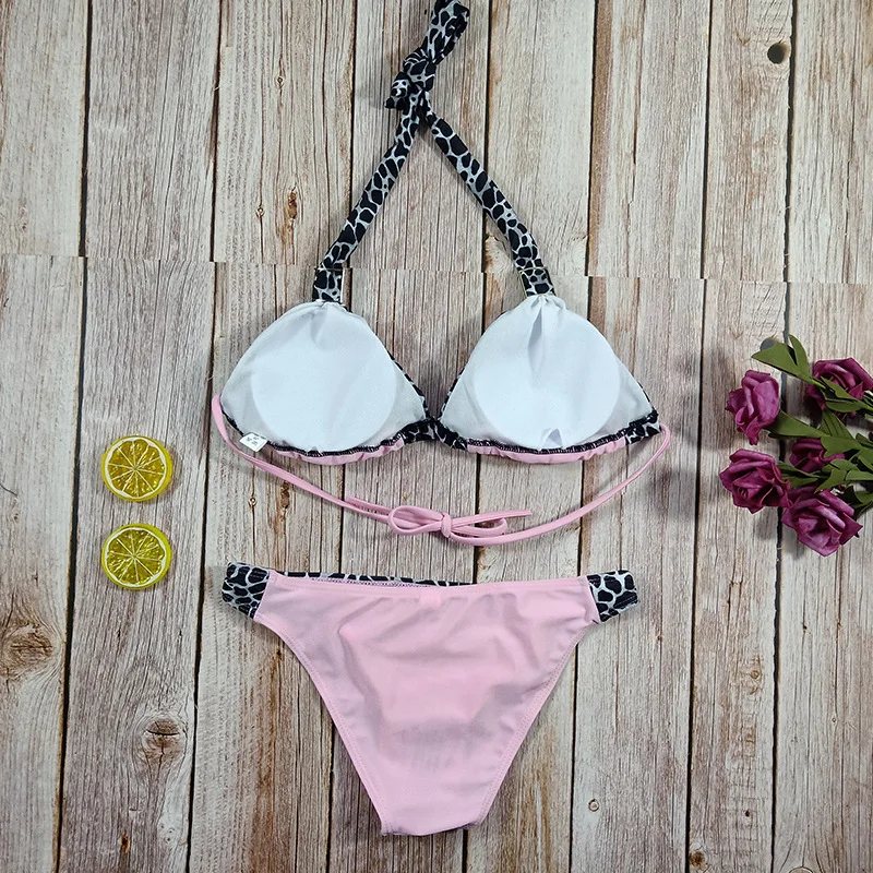 

Summer Sexy Women Floral Printed Bikini Sets Push-up Padded Bra Orange Swimsuit Swimwear Bathing Suit Floral Beachwear Costume