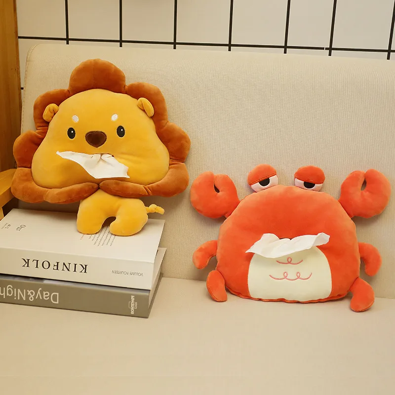 

30cm Soft and Comfortable Lovely Crab Lion Car Tissue Box Doll Sleeping Pillow Plush Stuffed Animal Toy Christmas Gift