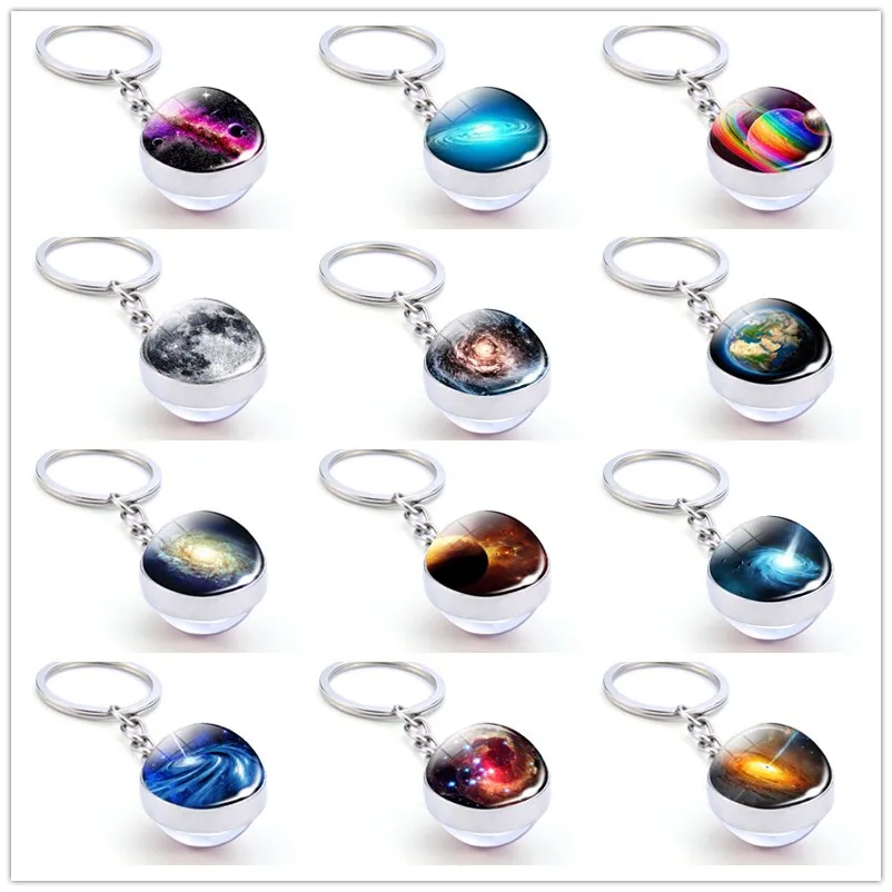 Звездный брелок с планетой Вселенная молочный путь двухсторонний стеклянный