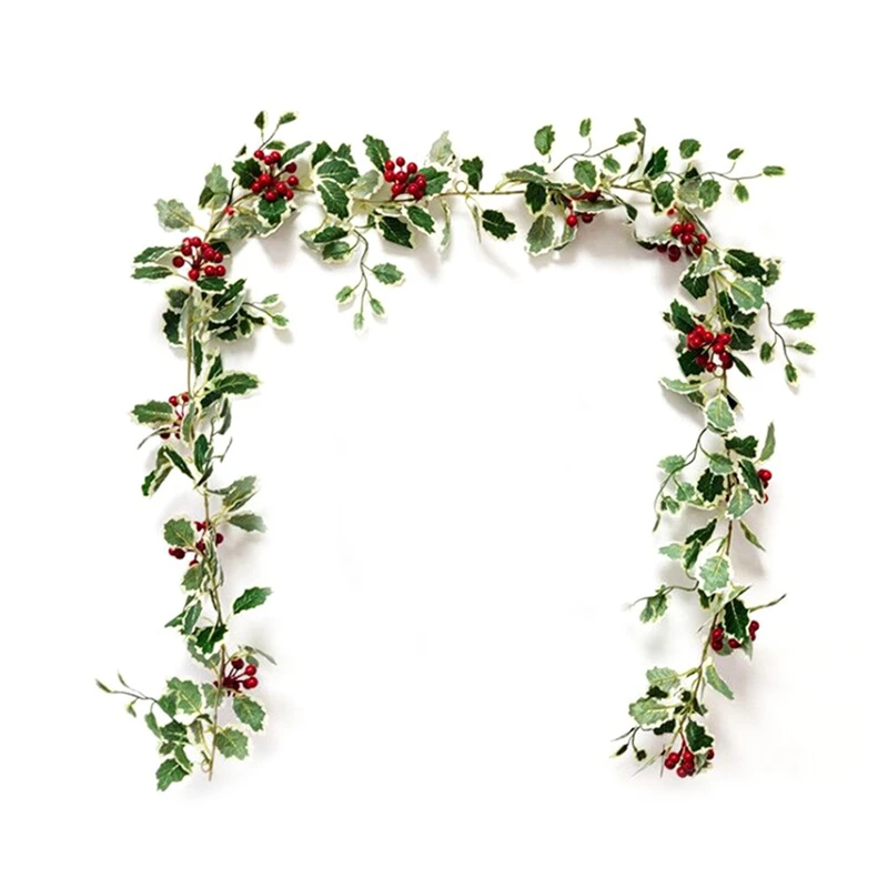 Christmas Rattan Garland Artificial Flowers Garlands Long Hanging for Wall and Home Decoration (Flower/Berry) | Дом и сад