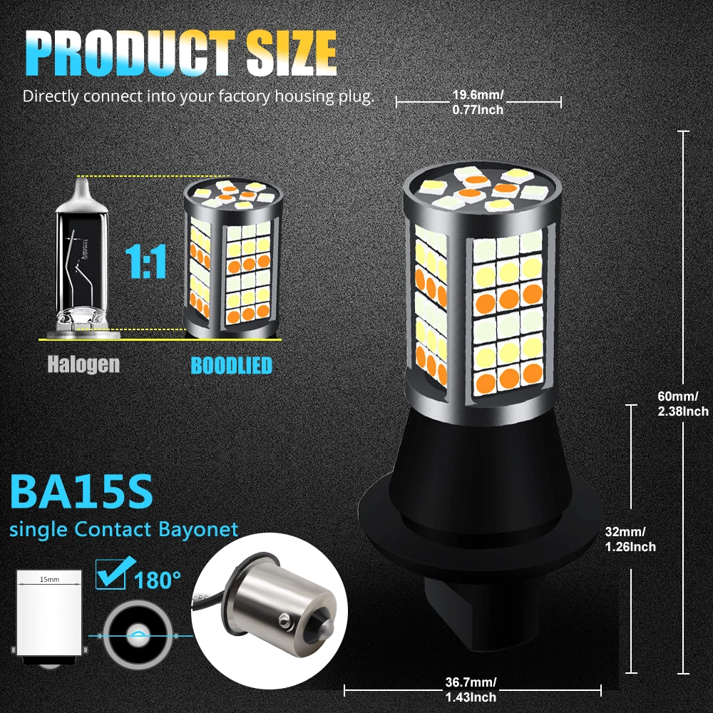 2pcs 1156 BA15S 7506 P21W LED Bulbs Canbus 81 SMD White/Amber/Ice blue Auto Car Front Daytime Running Lights Turn Signal Light - купить по