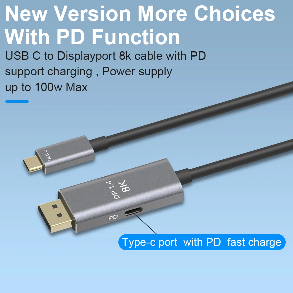 USB C для отображения порта кабель 8k 60 Гц Thunderbolt 3 4K 144 type c 1 к DP 1. 4 адаптер pd быстрое