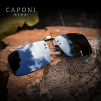 caponi square sunglasses clip for men easy flipped up glasses clip polarized protect eyes from sun light driving eyewear cp1101